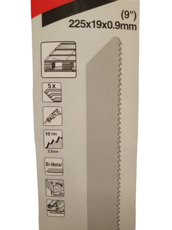 Hoja Lamina de sierra Bimetálica Makita B-31859 Largo 228mm 10d para Palets Madera y Metal para Sierra Sable Recíproca - Imagen 2