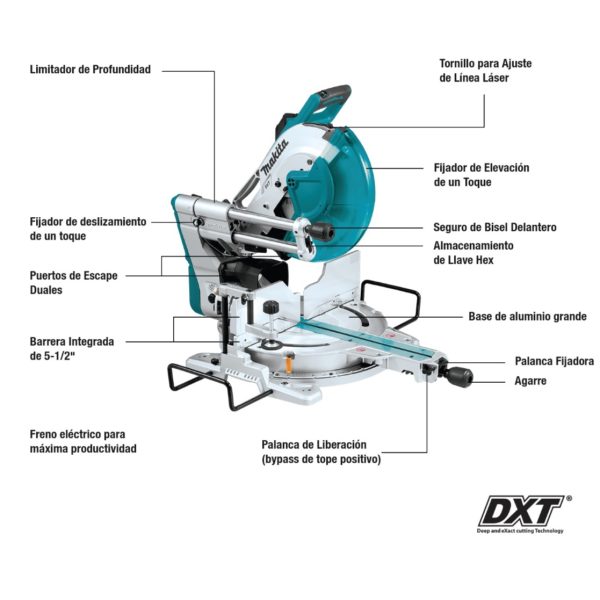 Sierra Ingletadora Telescópica Eléctrica Makita LS1219L 1800W Disco 305mm(12”) - Imagen 2