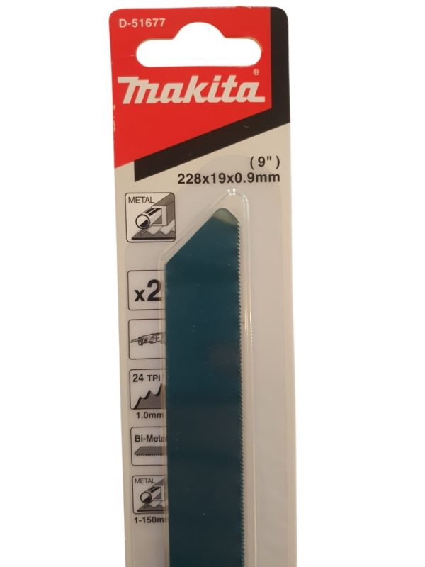 Hoja Lamina de sierra Bimetálica Makita D-51677 Largo 228mm 24d para Corte en Metal para Sierra Sable Recíproca (blíster x 2uni) - Imagen 3